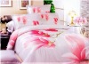 Flower reactive printed 100% cotton bed sheet pink color
