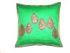 Green Hand Embroiderd Cushion Cover