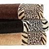 Leopard jacquard border bath towel