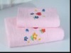 Pink embroidery bath towel