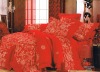 Polyester Peach Printed Bedding Sets red bed Sheet Duvert cover 4pcs
