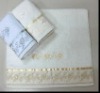 Solid embroidery and lace bath towel