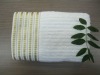 cotton solid strip bath towel with golden border