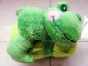 lovely green plush frog toy with blanket for promotion