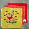 pigment printting square towel with cartoon pattern