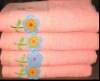 plain dyed bath towel with embroidery and border