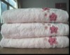 plain dyed jacquard bath towel with embroidery