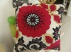 polysilk embroidery and applique floral cushion