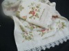 reactive printing batch towel with lace