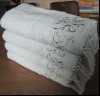 solid bath towel with embroidery and lace