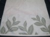 solid bath towel with leaf embroidery