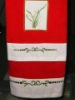 solide christmas bath towel with embroidery white/red