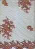 stock fabric with handwork embroidery on the polyester mesh fabric
