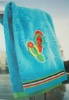 velour jacquard beach towel with embroidery