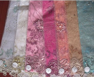 fancy beaded tulle ground textile stock