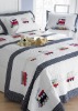 100% COTTON APPLIQUE EMBROIDERY QUILT BLANKET