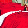 100% Cotton Jacquard red color bedding set