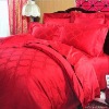 100% Cotton Jacquard red color bedding set