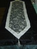 100%Polyester 13"X108" Rectangular Flower Flocking organza banquet table runner