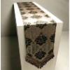 100%Polyester 13"X108" Rectangular chinese traditional flocking&foil design taffeta banquet table runner