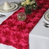 100%Polyester 13"X108" Rectangular fancy satin ribbon rosette embroidery wedding table runner