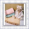 100% cotton 21/S plain bath towel set with embroidery