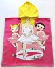 100% cotton Lovely cartoon girl hooded beach towel