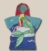 100% cotton Printing children poncho beach towel clothes