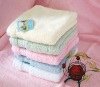 100% cotton Rosy color satin border bath towel