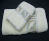 100% cotton Solid  bath towel with embroidery border