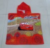 100% cotton car printing hooded towel/red color poncho