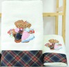 100%cotton embroidery satin-border teddy bear bath towel