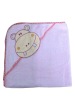 100% cotton hippo applique hooded baby bath towel