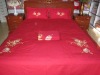 100% cotton homespun fabric bedding set embroidered 4 pcs