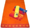 100% cotton jacquard velour beach towel with border