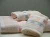 100% cotton ligh pink satin border terry towel