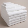 100% cotton or cotton/poly blend hotel towel