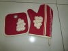 100% cotton oven glove and mitt with embroideded