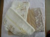 100%cotton plain dyed lace with knot hand towel