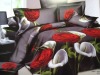 100%cotton reactive printed 3D flower bedding set / duvet cover