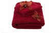 100% cotton red satin border gift towel