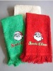 100% cotton terry christmas towel with fringed