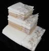 100% cotton terry set towel with lace border
