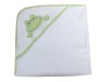100% cotton terry with green frog applique baby towel with hood
