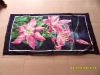 100% cotton velour beach towel with printed lily