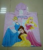 100% cotton velour printed princess poncho beach towel