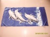 100% cotton velour reactive printed beach towel with dolphins