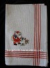 100% cotton white fruit embroidered tea towel