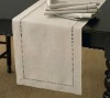 100%linen simple soft cutwork table runner