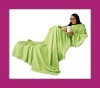 100% polyester coral fleece blanket with sleeves